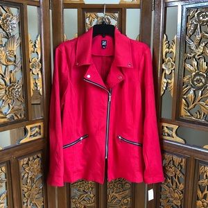Nwt roz & Ali Red Zipper Jacket Women Sz XL New NWT